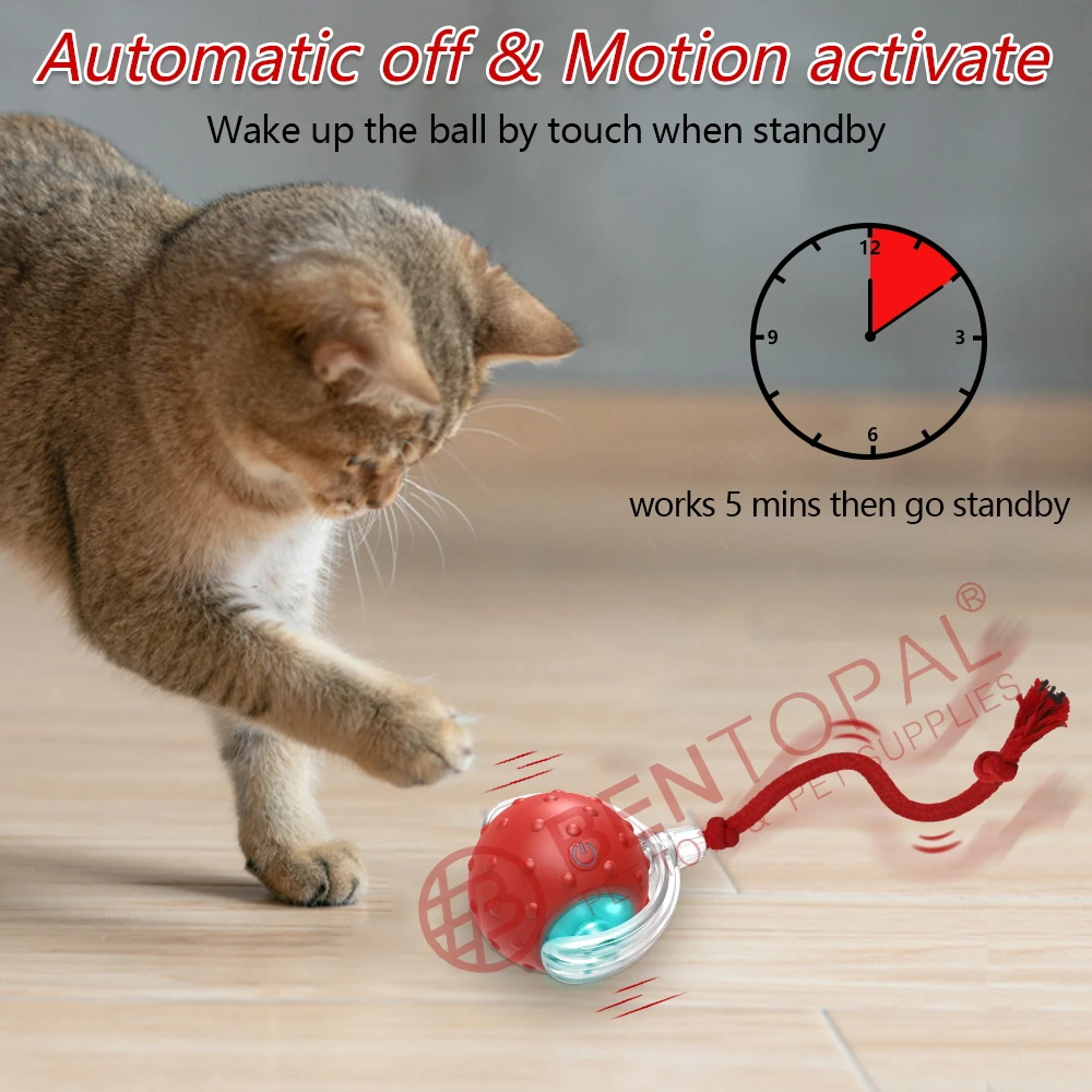 New Design Interactive Smart Cat Toy With Tail Accessories Fast Rolling on Carpet Chirping & Motion Activate Cat Toys