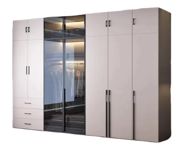 Factory Custom Bedroom Closet Furniture Modern Design Wardrobes With Glass Doors Wardrobe Cabinet