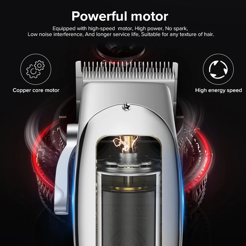 Factory Wholesale All Metal Beard Portable Cordless Rechargeable Grooming Kit Custom Professional Barber Electric Hair Clipper