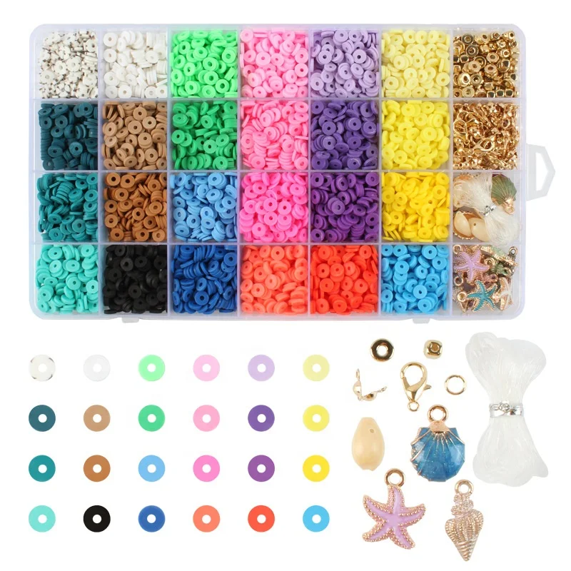 Amazon Hot Selling Polymer Clay Beads and Pendant Accessories Kit heishi beads for Necklace and Bracelet Jewelry Making