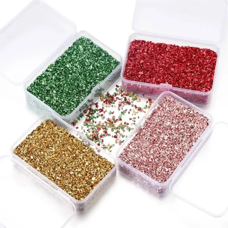 Crushed Glass Craft Glitter Fine for Resin Art, Small Broken Glass Pieces Irregular Metallic for Nail Arts DIY Vase Filler Epoxy