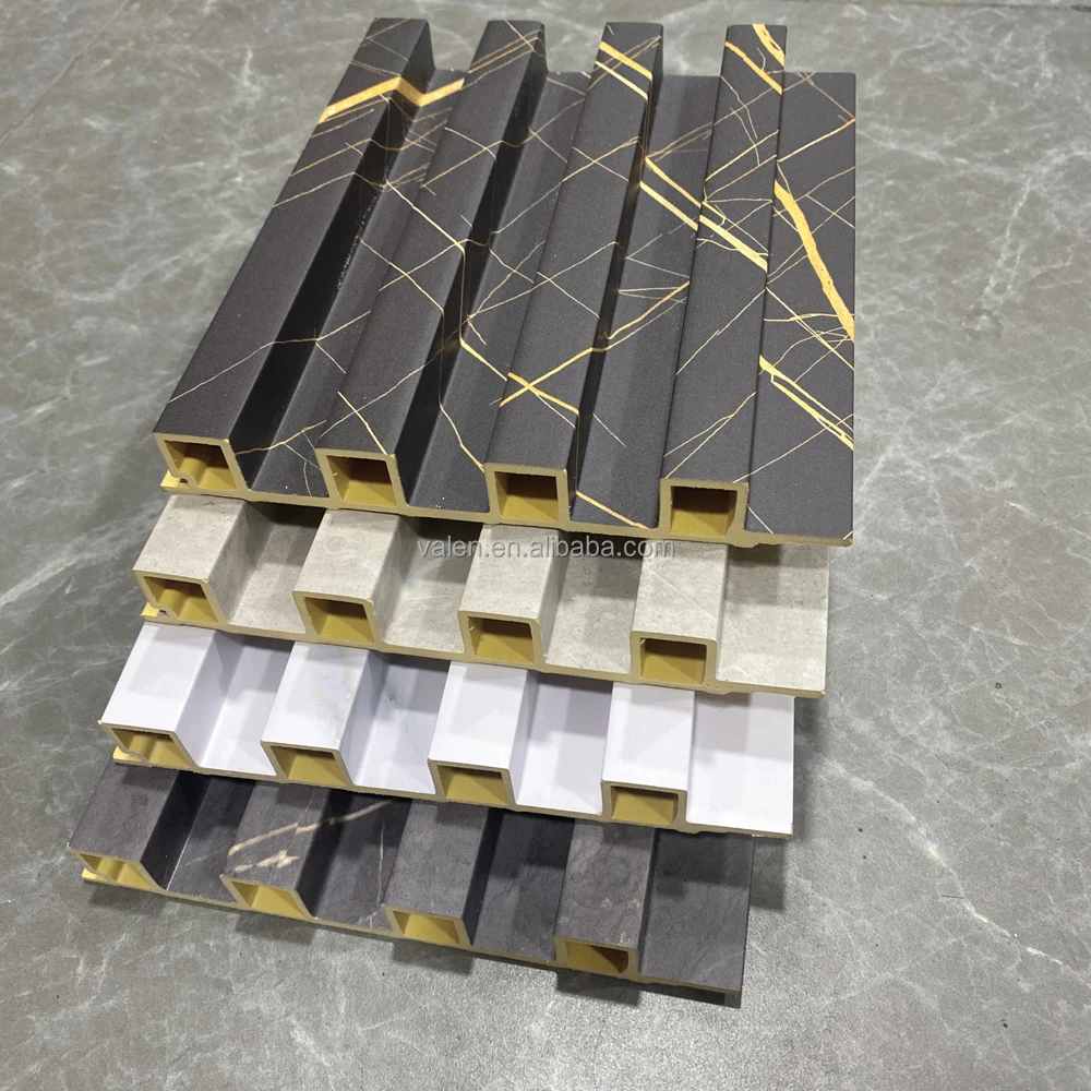 Easy Install Waterproof Price PVC Cladding WPC Marble Wood Shimmer Color Decorative Wall Panels Wall Interior Fluted Wall Panel