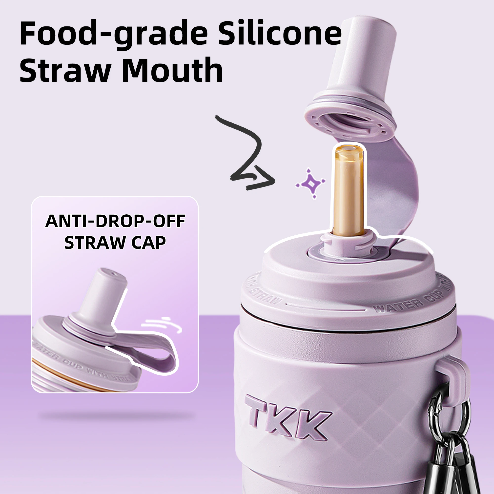 500ml New Arrival Eco Friendly Sports Water Bottle Double Wall Insulated Portable Gym Water Bottles With silicone Straw