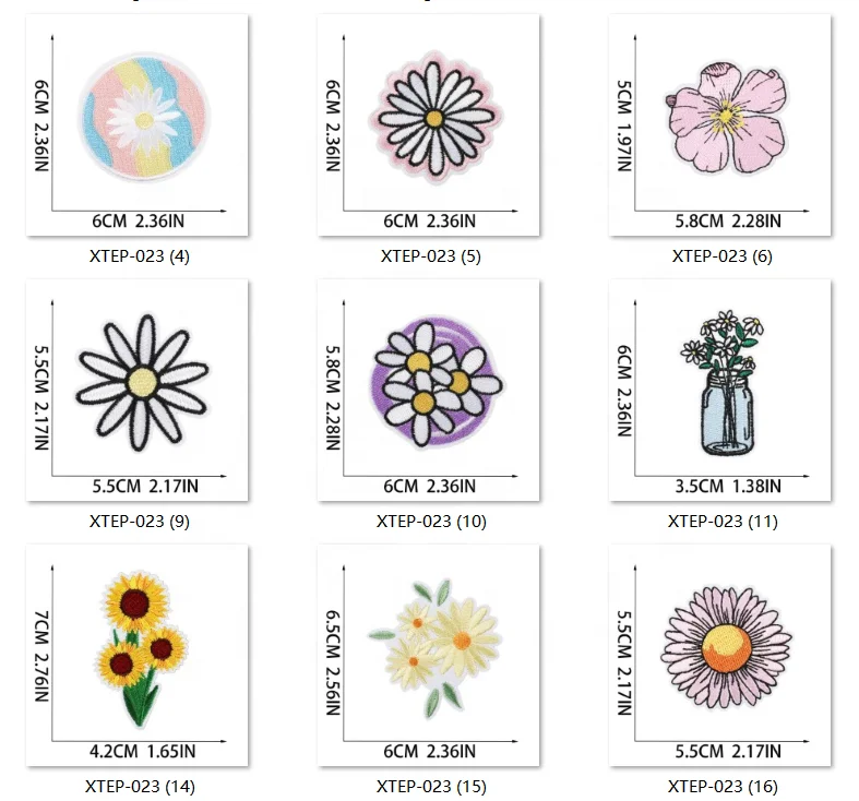 Wholesale Full Embroidered Flower Logo Clothes Patch Colorful Flower Design Custom Embroidery Iron On Patches for Clothes
