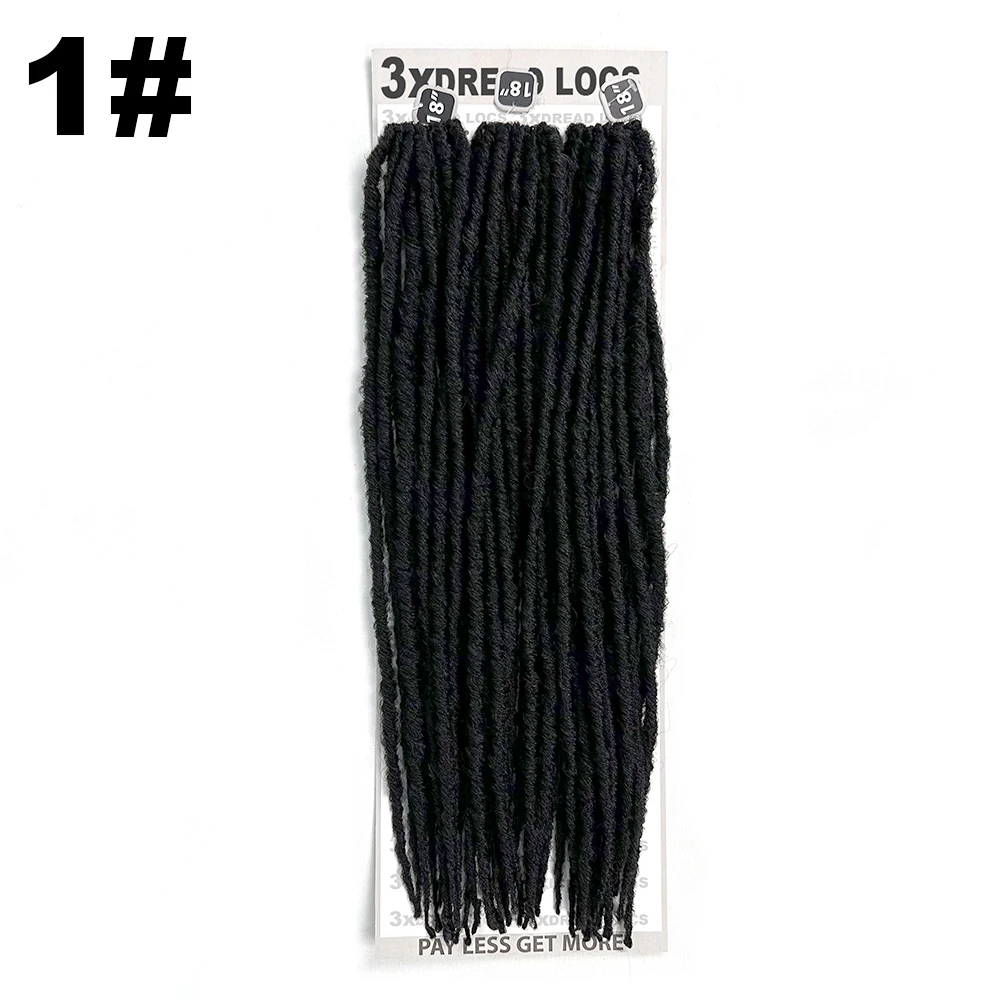 Ombre blonde 18inch 3x dreadlocks braids 36strands pre looped faux locs black color crochet hair extension dread locks