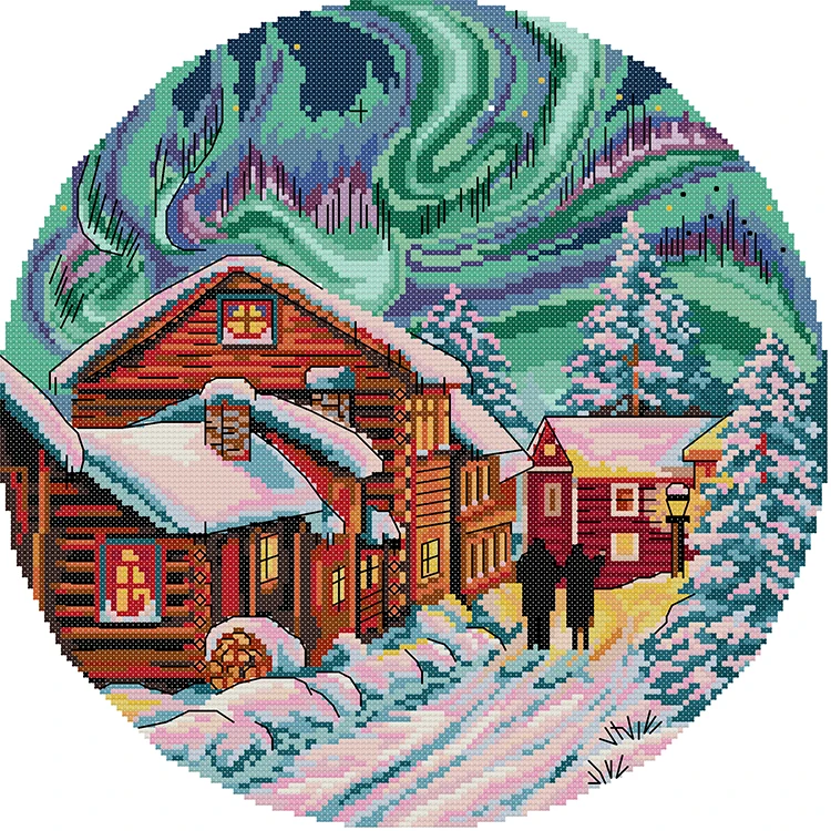 NKF Wholesale Cotton Canvas Fabric Scenery Landscape Printed DIY Needlework Cross Stitch Embroidery Kit