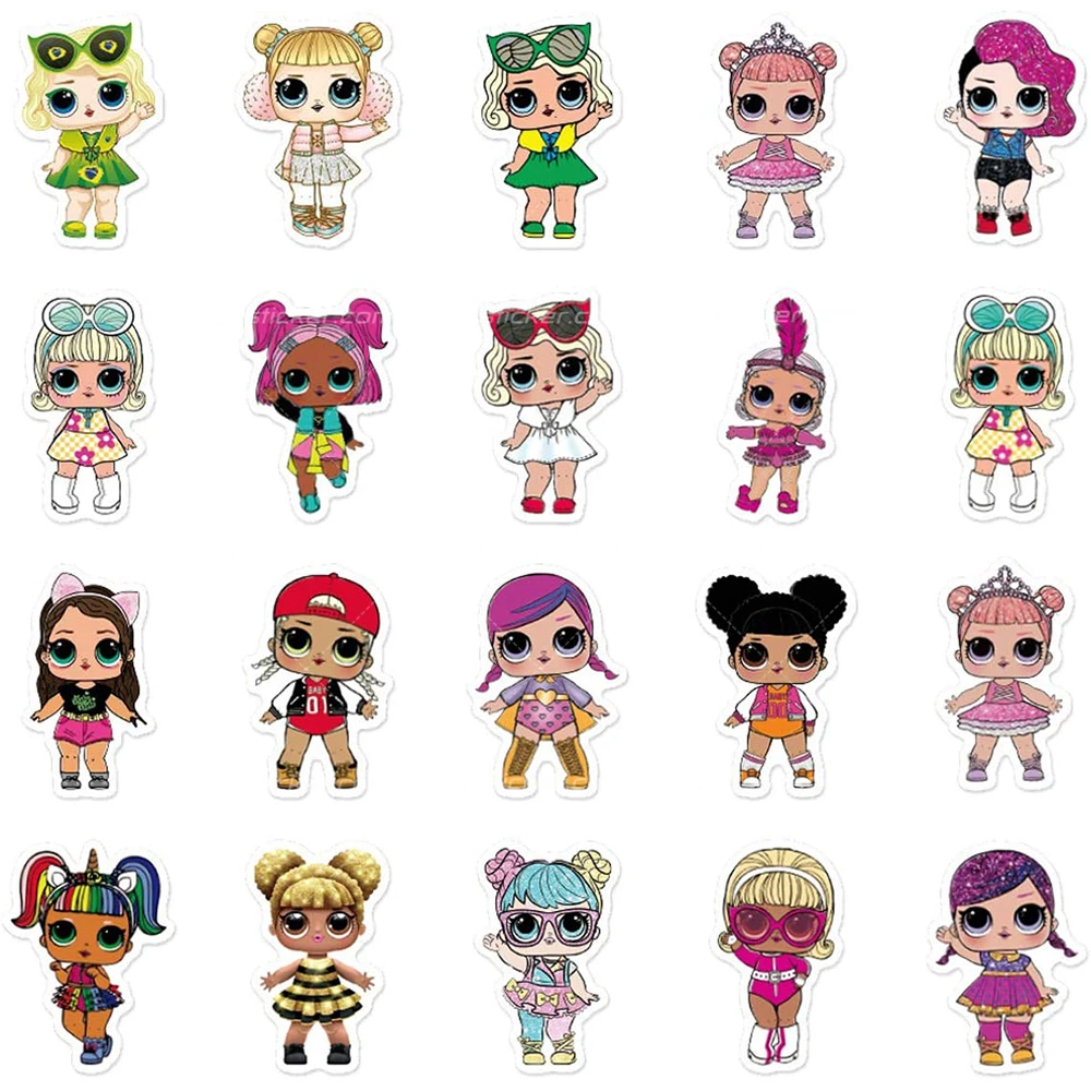 wholesale korean children guangzhou customized design 50pcs product sheet self adhesive decal pvc mini paper doll sticker