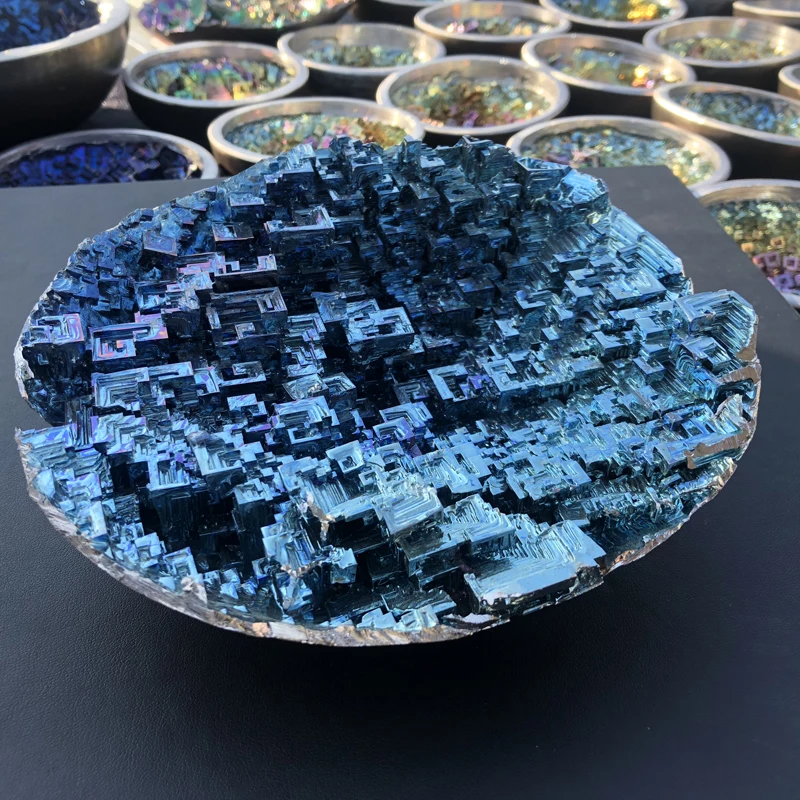 Wholesale Beautiful Rough Stone Natural Blue Mineral Bismuth Ore Crystal For Decoration