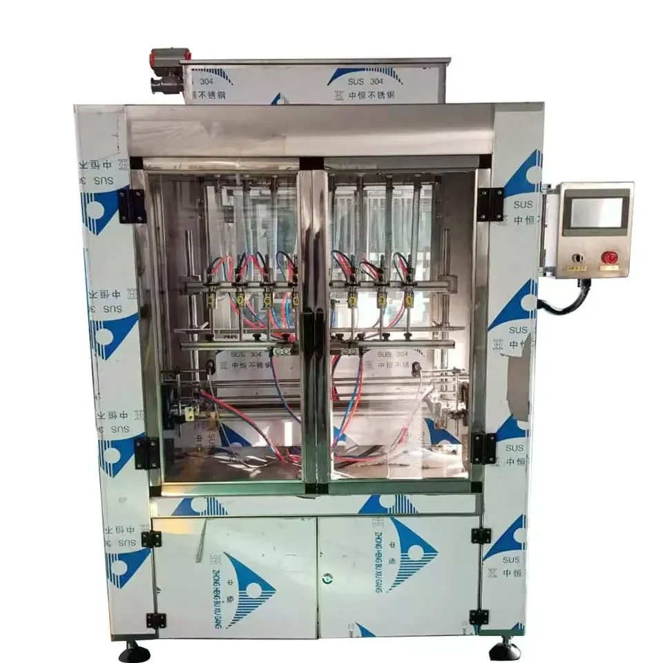 Linear type piston plunger tomato sauce paste oil juice milk glass bottle filling machinery 4 nozzles