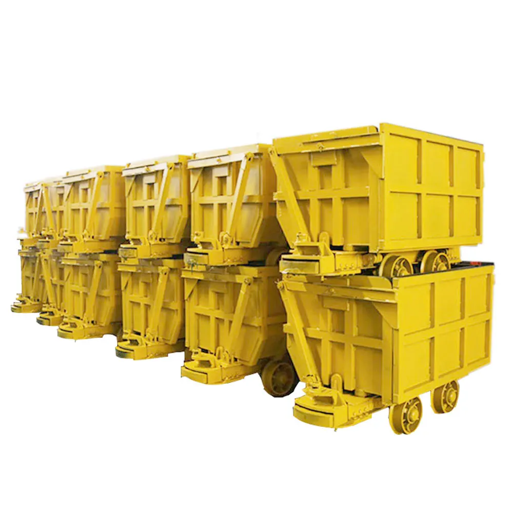 Side-discharging Mining Coal Cart with Hopper Coal Mine Car Curved Rail Dumping Mine Cart