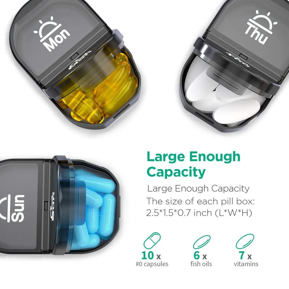 Safe Pill Organizer Plastic Portable Foldable Fashionable Pill Storage Cases Pill Box 7 Days