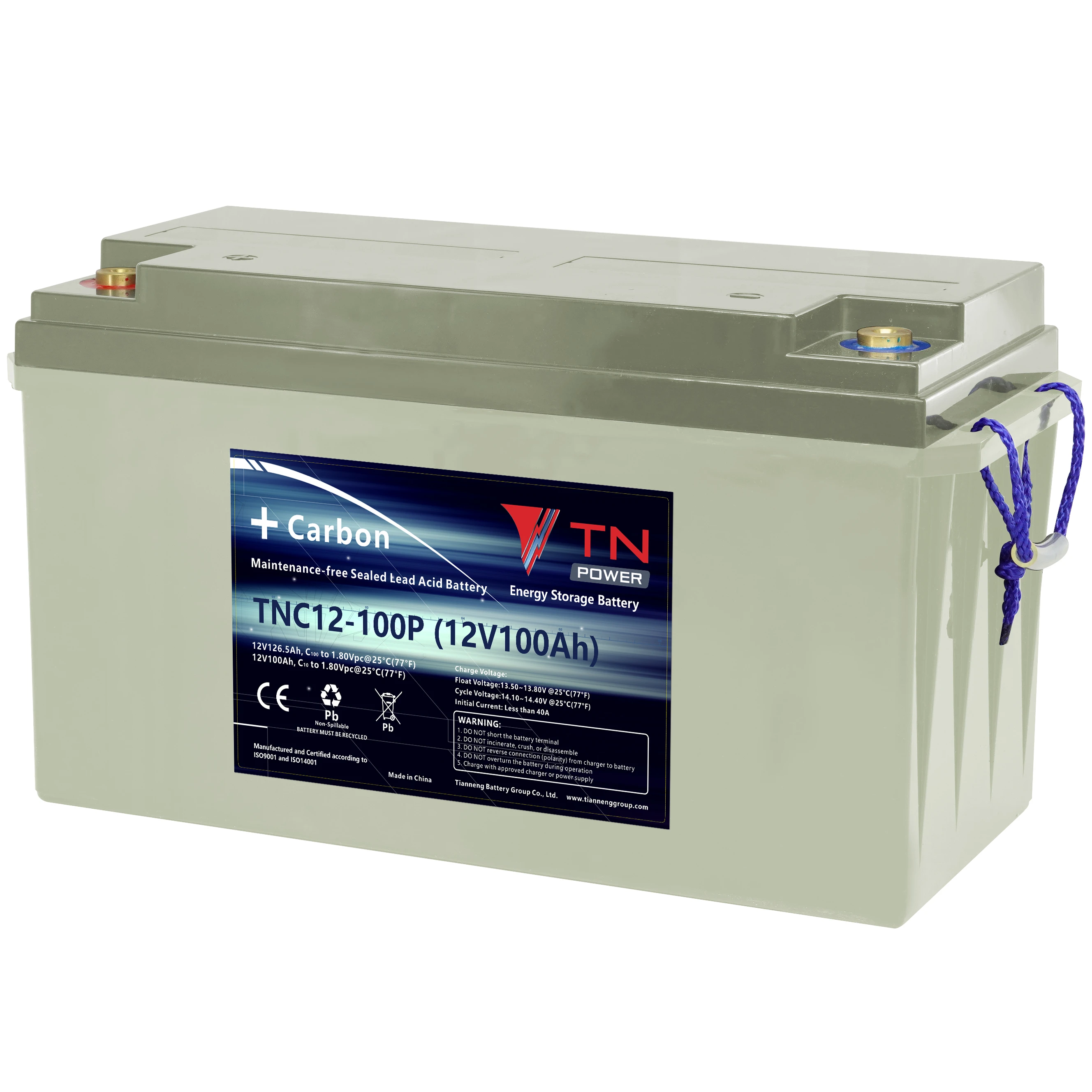 Latest new design  deep cycle rechargeable TNC lead-carbon battery with 100Ah for energy storage