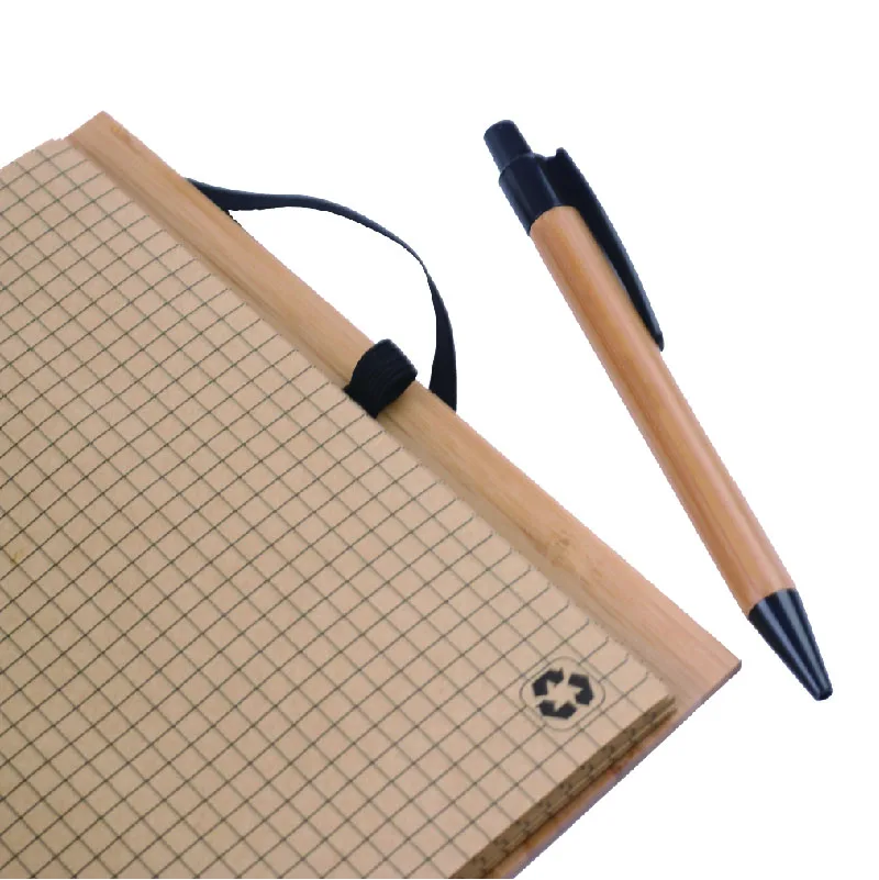 School Office Supplies Personal Journals Bamboo Notebook  Executive Note Book with Pen for Gift Set Schoolgirl Young Female