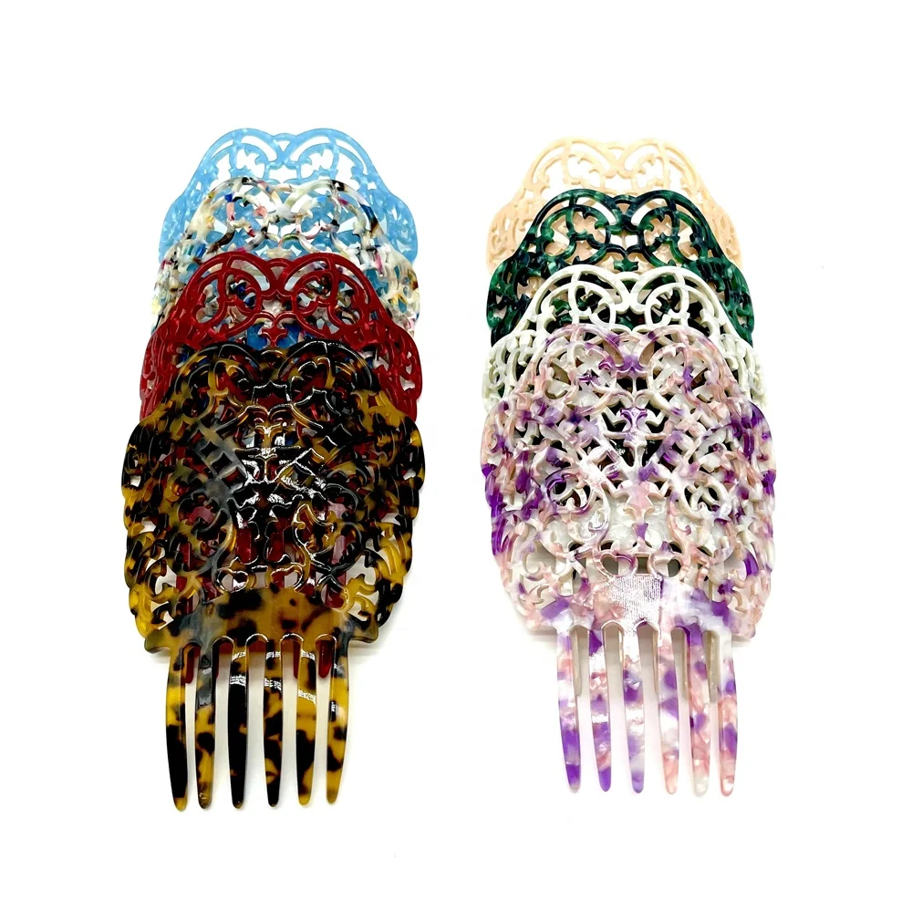 2022 Newest Vintage Large Size Stretchable Tortoiseshell Hair Combs With Classic Colors For Women Hair Jewelry