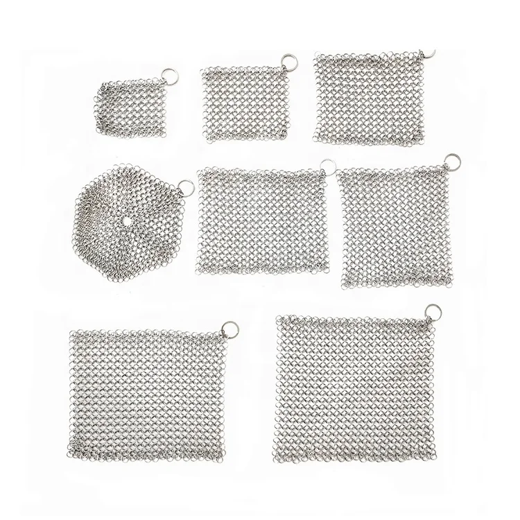 Durable Anti-Rust Stainless steel welded ring chainmail Cast pot scrubber