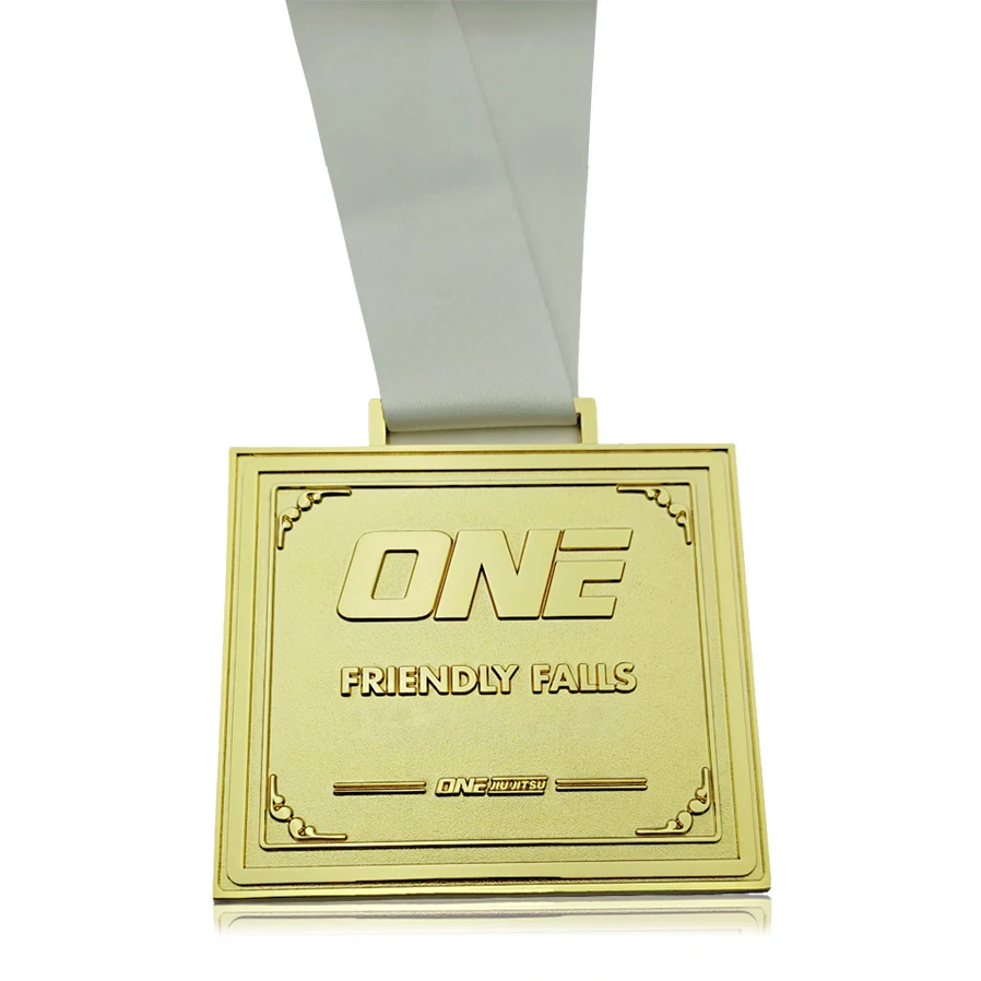 Gold plated medallion custom metal blank rectangle medal