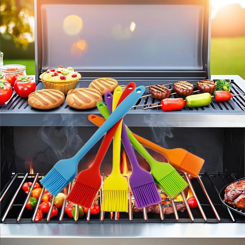 Silicone BBQ Grill Basting Brush Kitchen Cooking Tool for Spreading Oil Butter Sauce Marinades on Cakes Made of Durable Rubber
