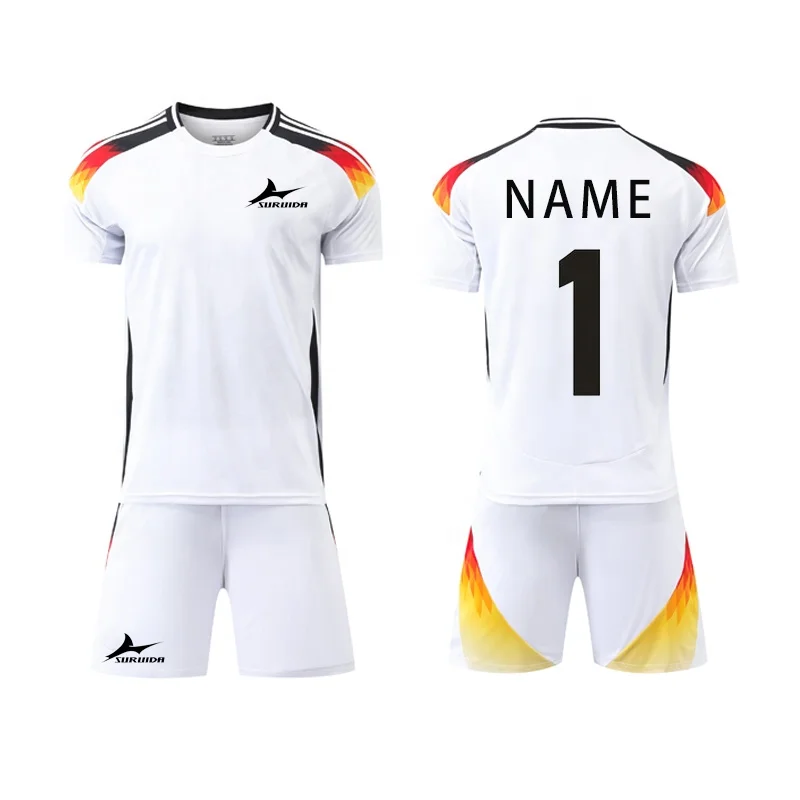 Wholesale 24 Germany club NEW model Custom Football Jerseys 100% Polyester sweat absorbing soccer Jersey KIDS and MEN