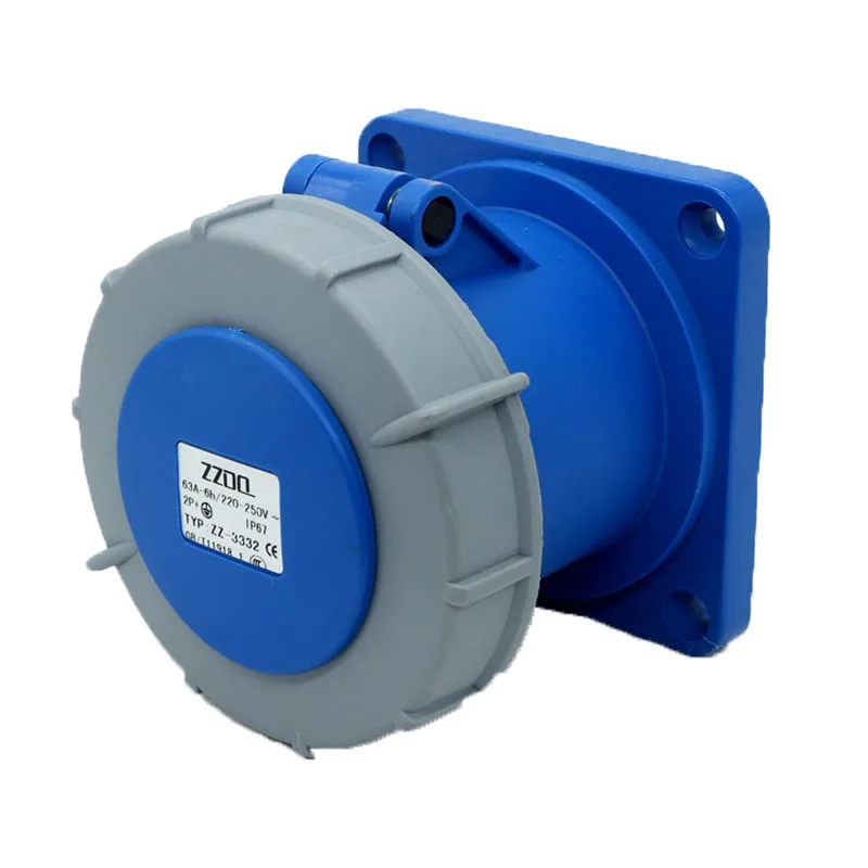 Concealed socket ZZ3452 3P+N+E 125A 380V IP67 waterproof industrial plug socket