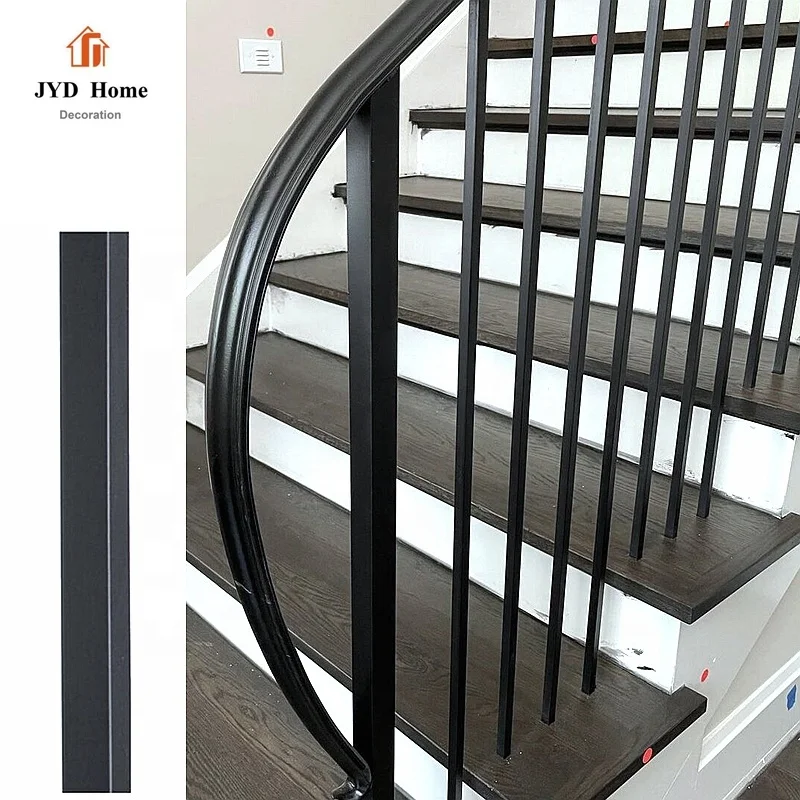 Ornamental Brushed Nickle Round Plain Metal Stair Spindles Satin Black Square Plain Iron Railing Balusters Wholesale