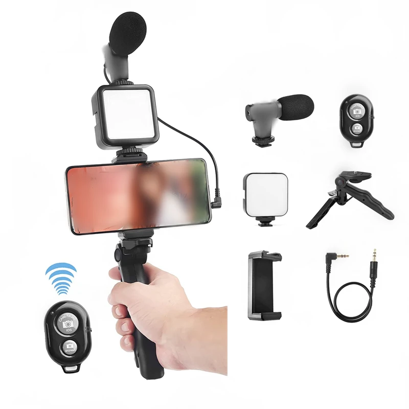Vlogging meeting video selfie ring light with tripod stand microphone black tiktok tripod with ring light