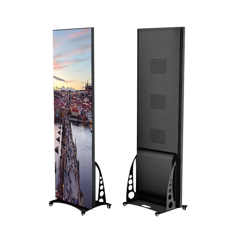 Indoor P2.5mm Portable Digital Led Poster Video Screen Display With Wheels For Rental And Fixed Installation Poster screen