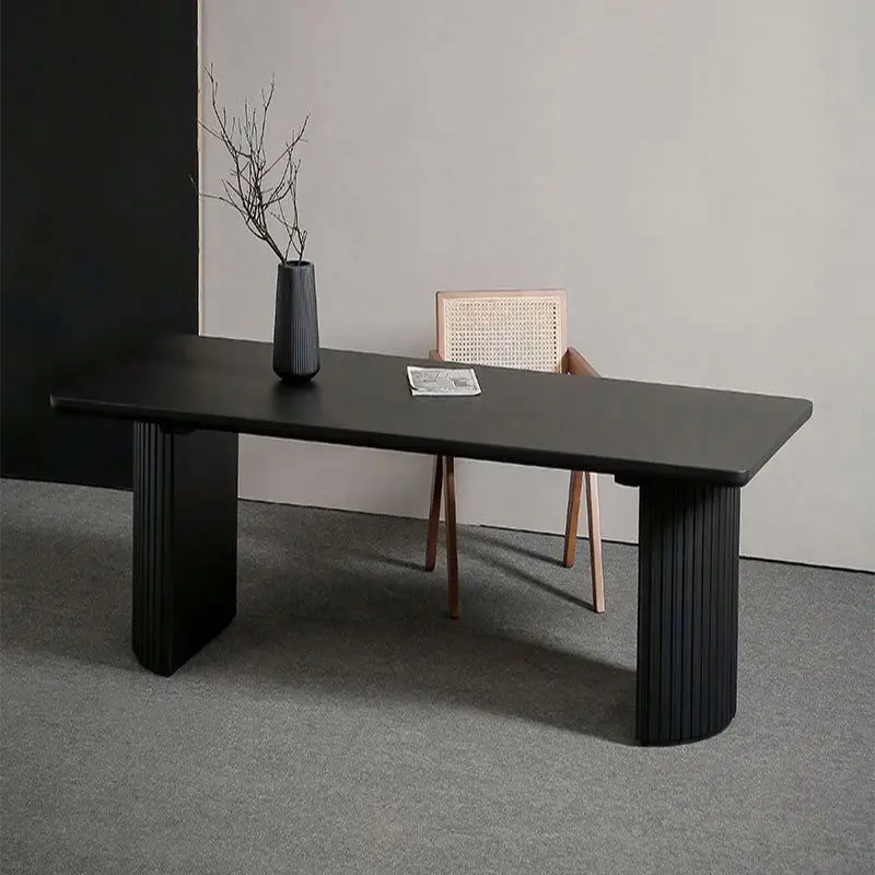 Atunus Nordic Minimalist White MDF Solid Wood Dining Table Dining Table Contemporary Industrial 4-8 Seater Oval Dinner Table