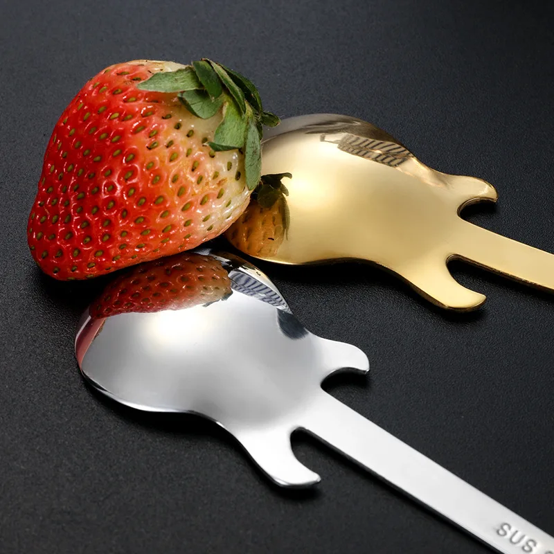 Top Quality Stainless Steel Guitar Shape Spoon Coffee Ice Cream Yogurt Sugar Spoon Funky Tea Spoons