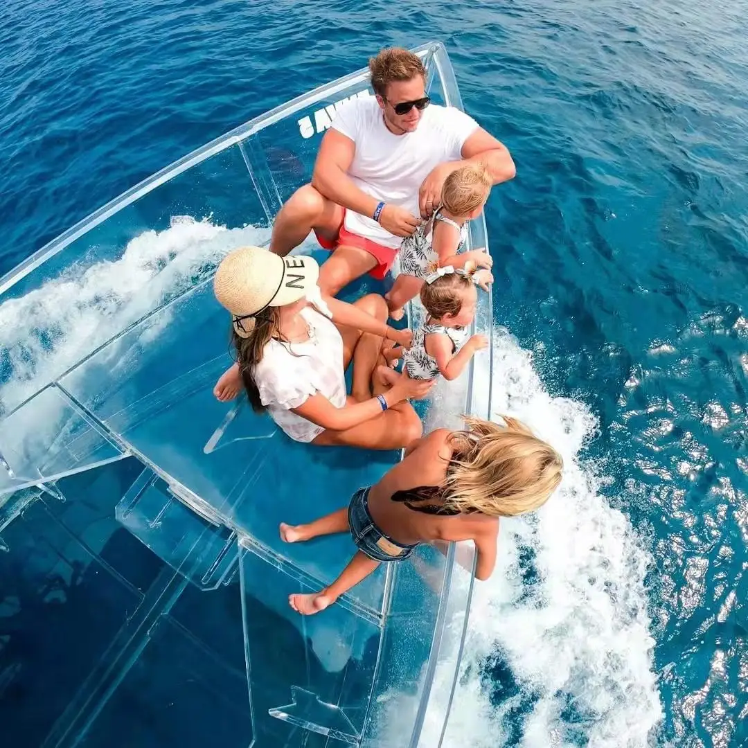 15 person crystal passenger boat transparent clear boat with engine motor