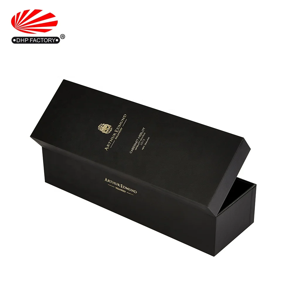 Customized Luxury Black Matt Lamination Rigid Cardboard Liquor Set Packaging Gift Boxes Champagne Whisky Red Wine Bottles
