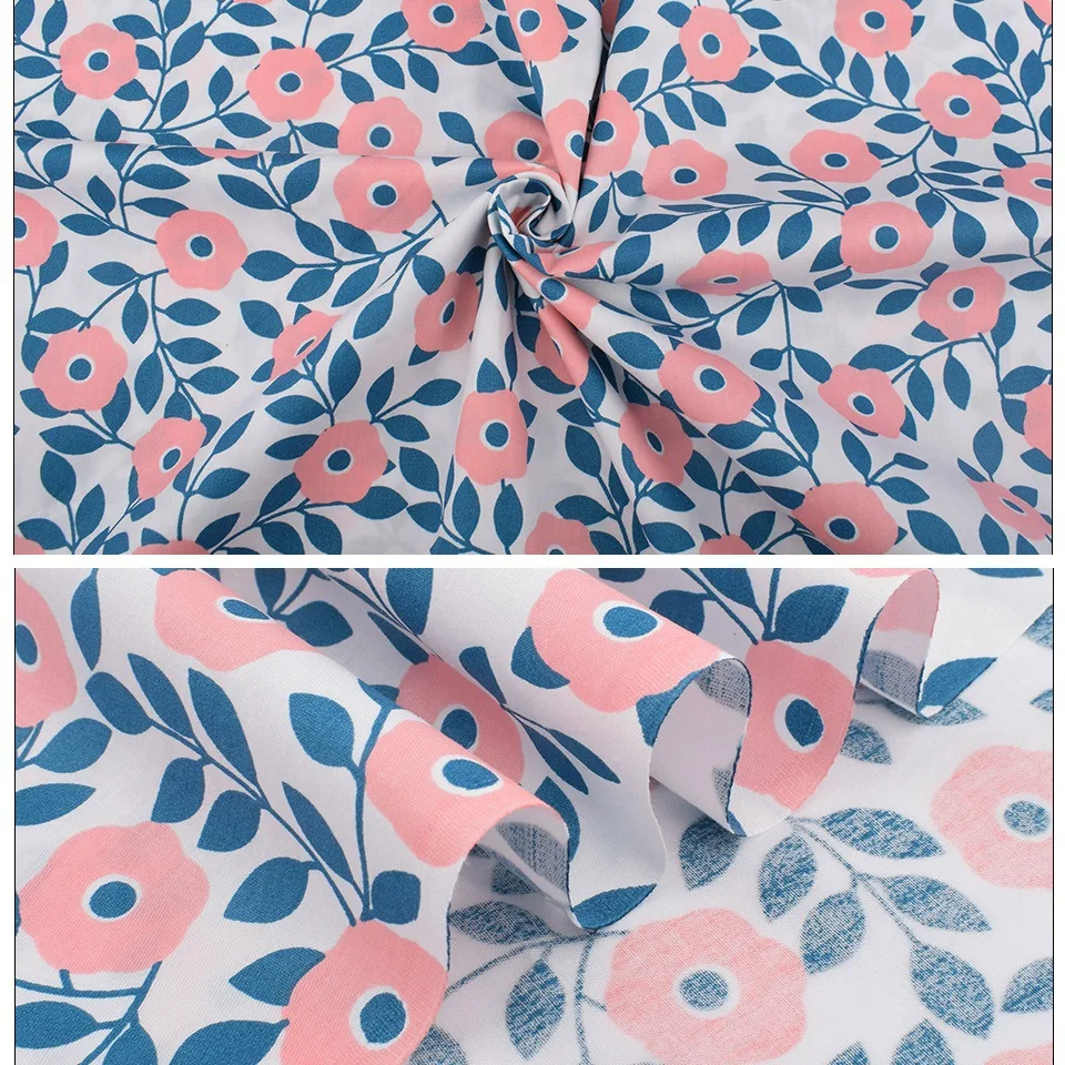 7pcs Pink Floral Print Cotton Fabric Squares Bundles Precuts Quilt Squares Patchwork Bundles for DIY Sewing Art Craft