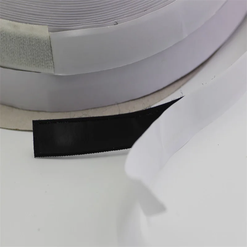 25mm Black White Adhesive Hook And Loop Back Glue Magic Tape Points