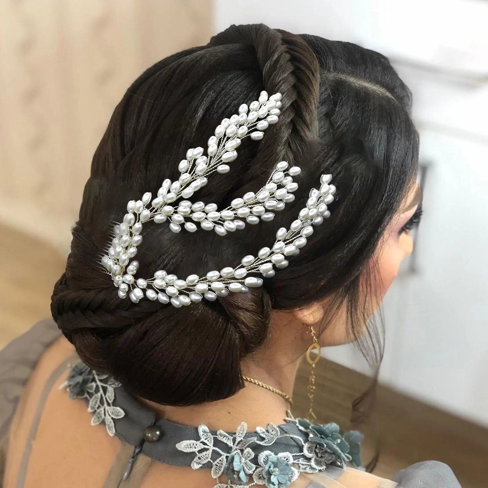 ROMANTIC Pearl Wedding Hair Combs Wedding Headpiece Bride Hair Ornaments Jewelry