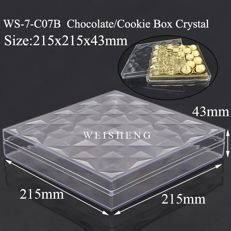 WEISHENG GPPS Plastic Tiramisu Dessert Biscuit Candy Chocolate Box Packaging Wedding Sweet Storage Box for Cookie Ferrero Rocher