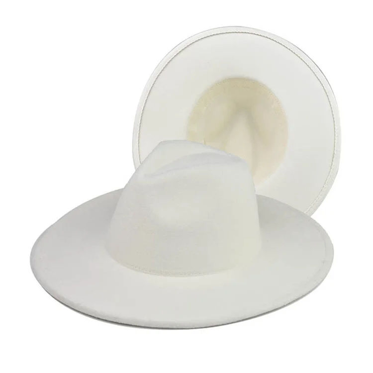 Модная плотная фетровая шляпа в британском стиле, белая Федора, шляпа с широкими полями, шляпа на заказ