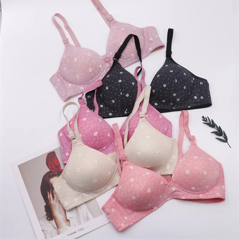
Wireless gather Push up Bra Print Flower for Woman in Daisy Seamless Night Bra 