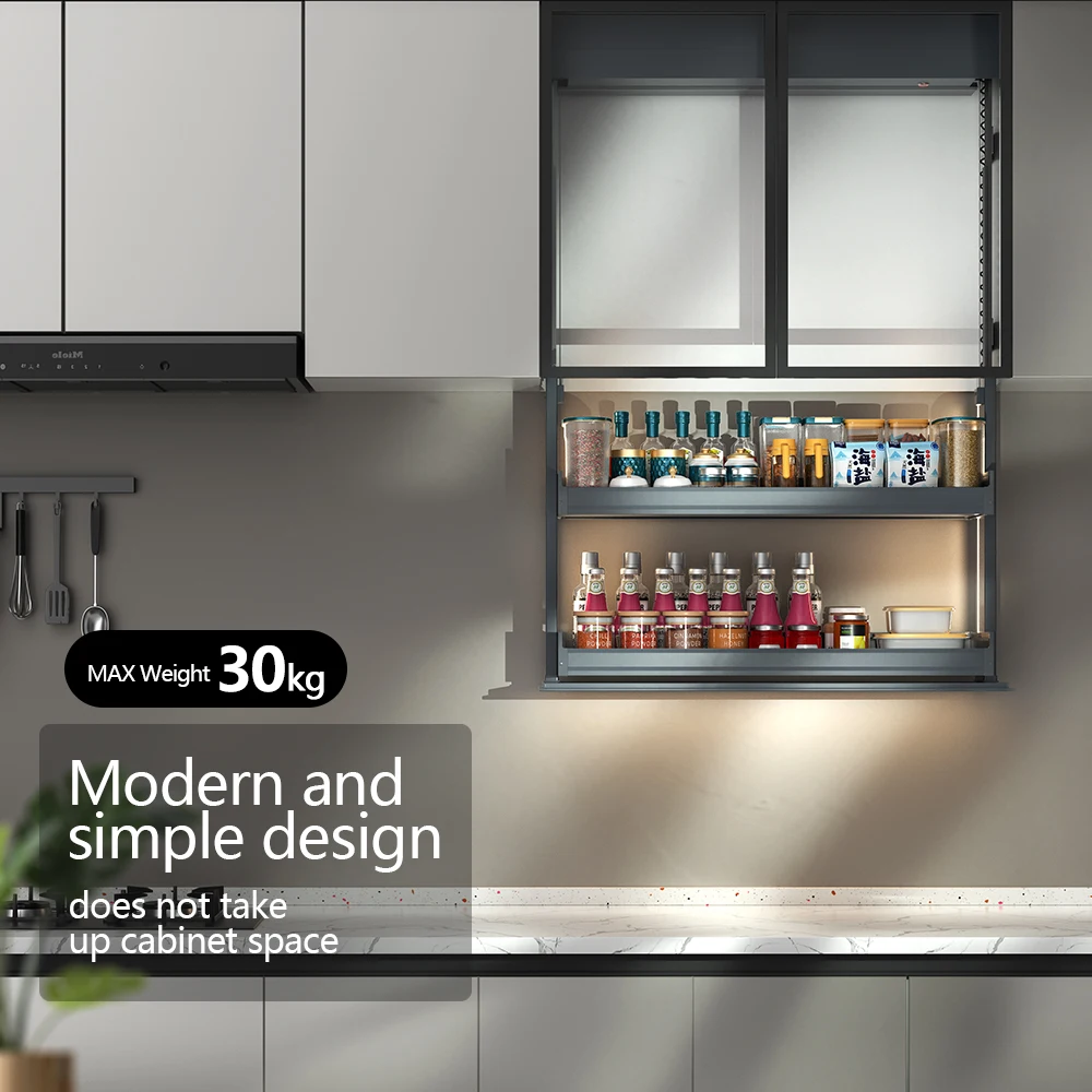 Hot Selling Kitchen Cabinet Design Customized  Electric Lift Kitchen Storage Smart Kitchen Lift Up Cabinet