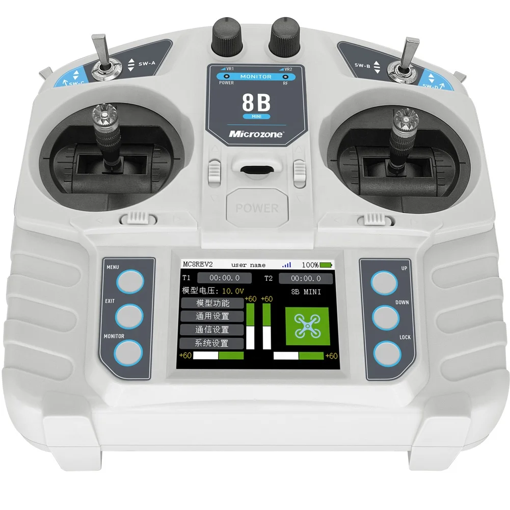 Микрозона Microzone MC8B MINI 2 4g 8ch радиопередатчик с MC8RE-V2 приемником радиосистемы для радиоуправляемого самолета неподвижным крылом вертолета БПЛА автомобильный катер