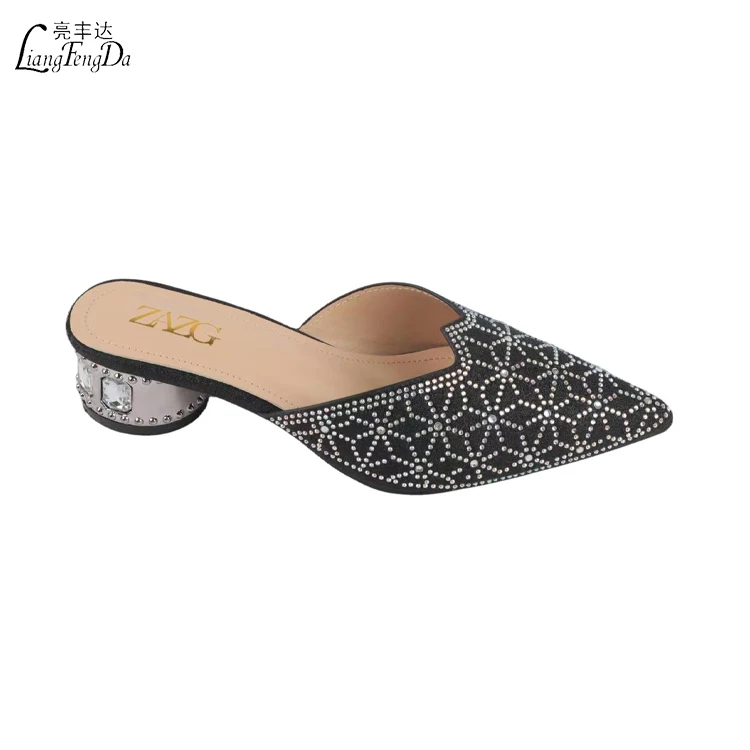 Pointed Toe Ladies Heeled Shoes Women Sandal Design Shiny Jelly Rhinestone 2024 New Luxury Office Wedding Bridal Grace PVC PU