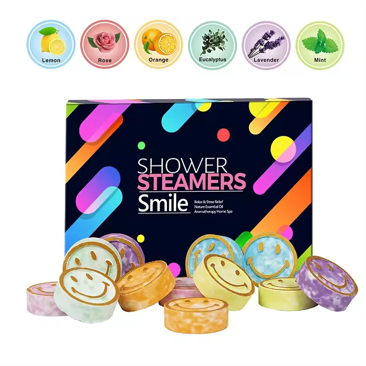 Private Labler Mica Powder Smile Relieve Stress Soothing Clam Lavender Shower Tablet Shower Steamers Aromatherapy