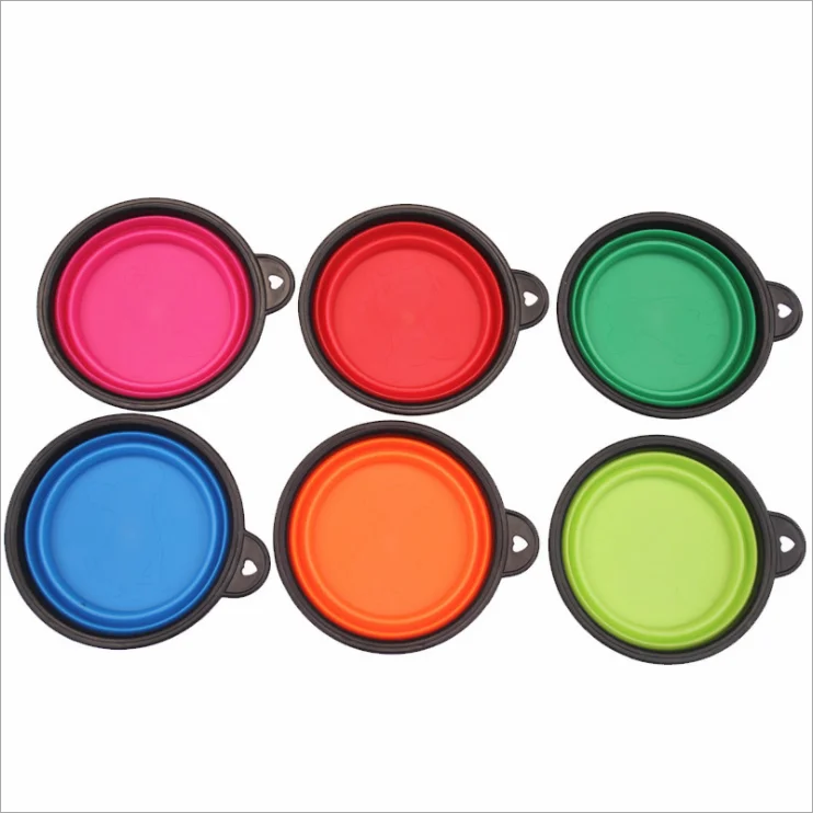 Black Frame Folding Silica Gel Pet Bowl Portable Pet Dog and Cat Bowls & Feeders Multi-Color Optional Convenient Folding Bowl