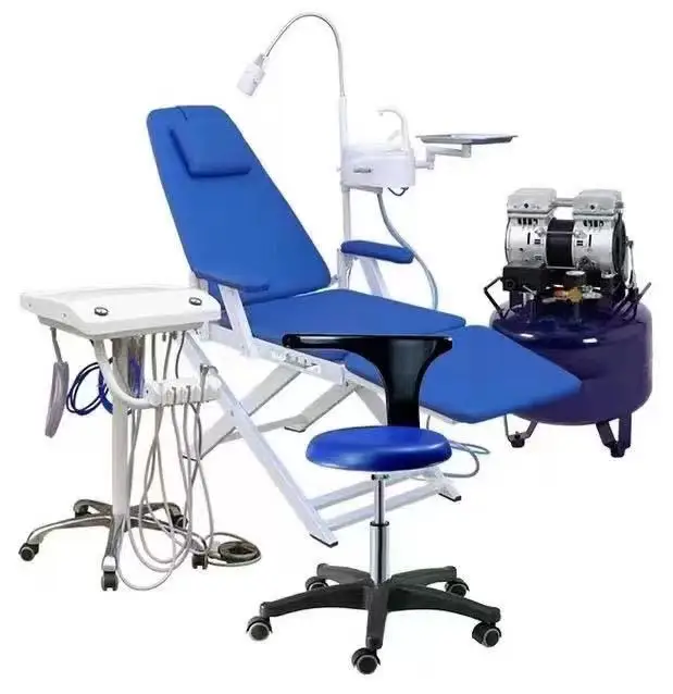 2023 chinese fashion mobile ce approved integral portable dental unit Cheap Price Luxury Type Blue
