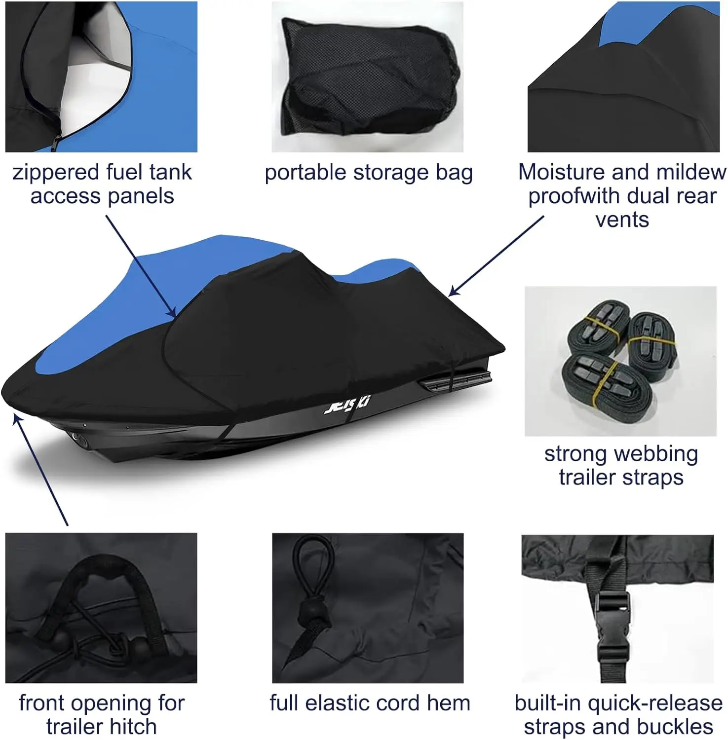 Jet Ski Cover Boat Cover Trailerable Seadoo Cover PWC Cover Fits Seadoo, Kawasaki, Jet Ski Watercraft Cover