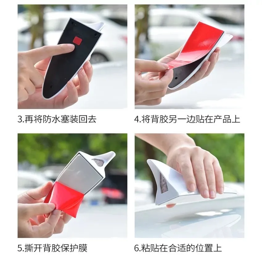 Universal Cars Carbon Fiber Roof Solar LED Shark Fin Aerial FM/AM Radio Signal Antenna