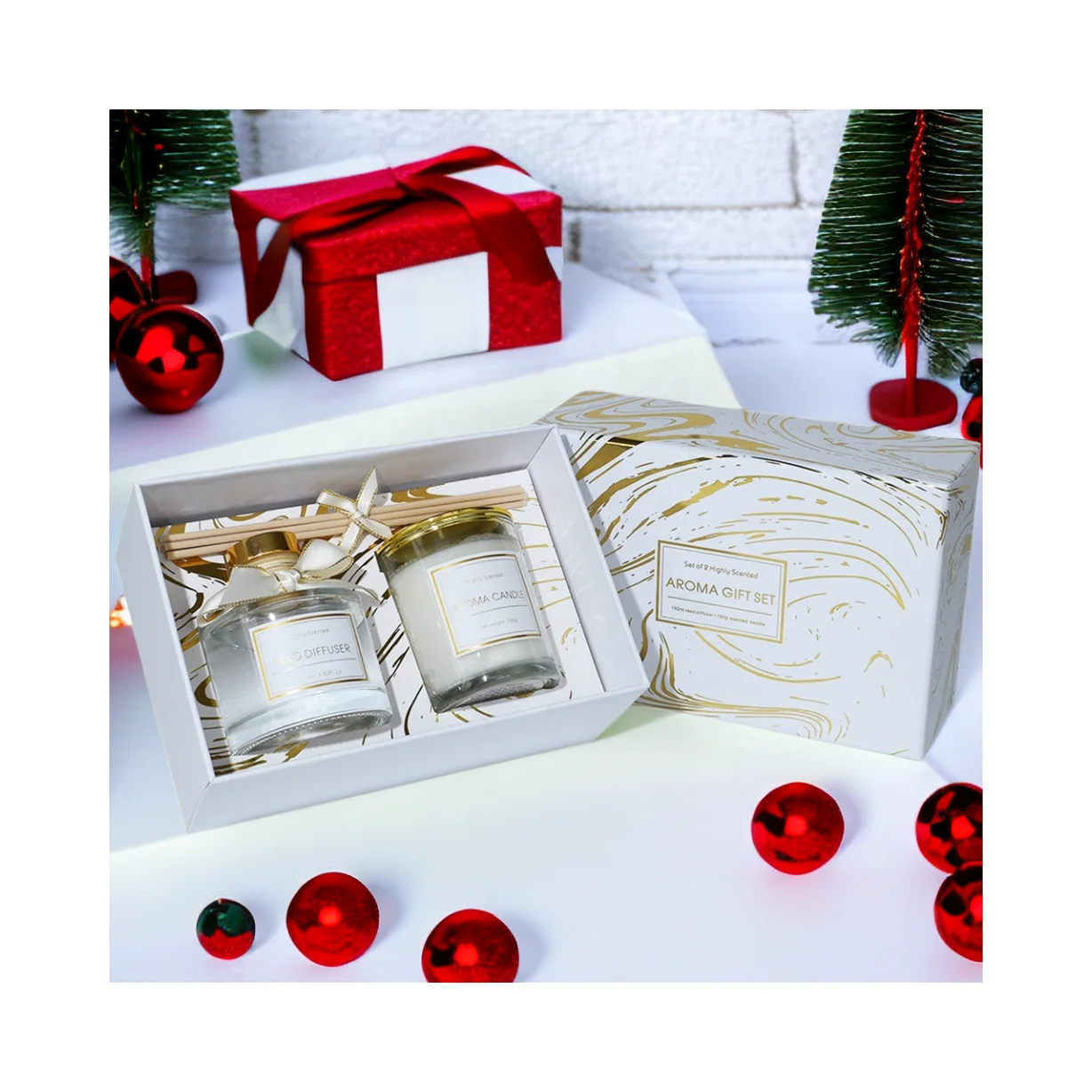 Wholesale of Platinum Black Gold Fireless Vine Stick Aromatherapy Candle Gift Box Set by Manufacturer as a Gift for Companions