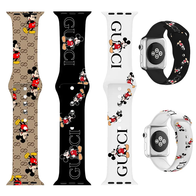  Мужской спортивный силиконовый резиновый ремешок с принтом для Apple Watch Band i Series