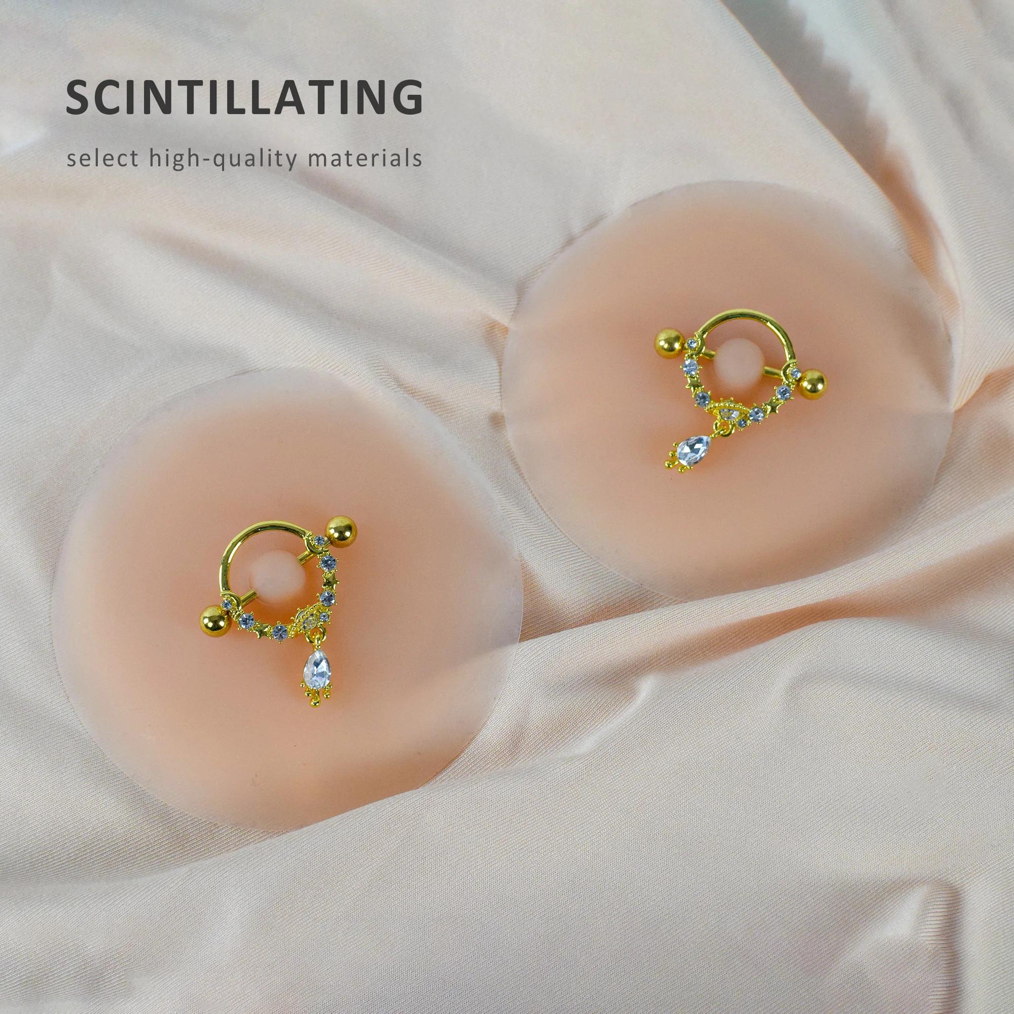 Realistic Pierced Nipple Ring Pasties Matte Silicone Nipple Piercing Cover