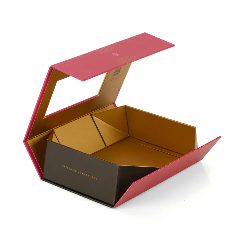 Custom printed card board book shaped flip top box folding foldable magnetic wine gift box with clear Window