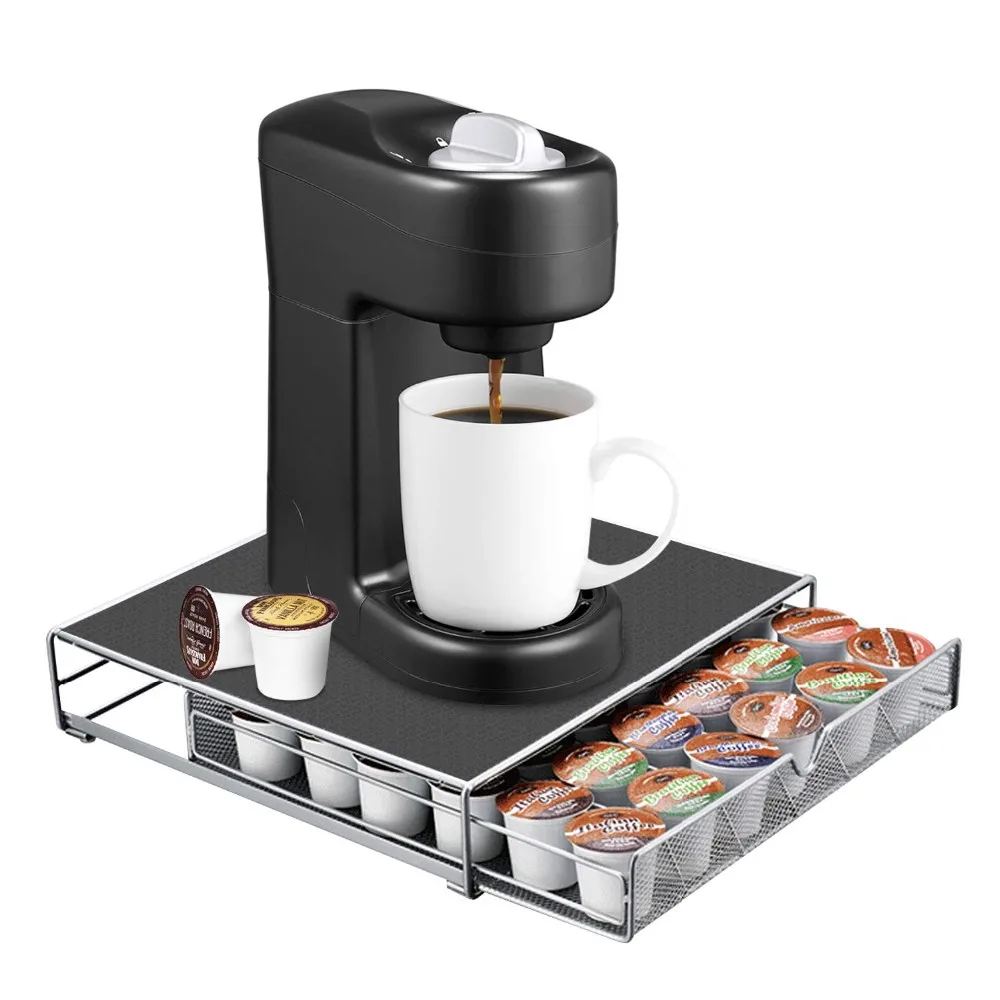 Hot Selling Kitchen Organizer 36pcs Metal Organizer K-cup Coffee Pod Storage Drawer Coffee Capsule Holder