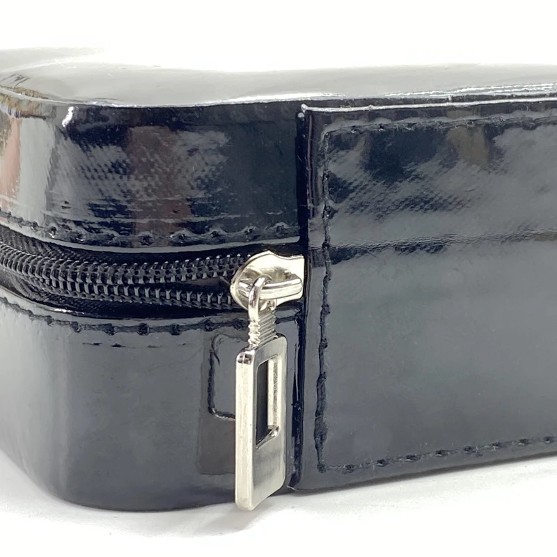 
Black PU leather Square black jewelry packing box with zipper 